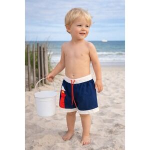 Florence Eiseman Toddler Swim Trunks 24M Nautical Lighthouse July Lined